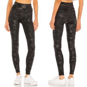 Spanx Faux Leather Camo Leggings in Matte Black Camo